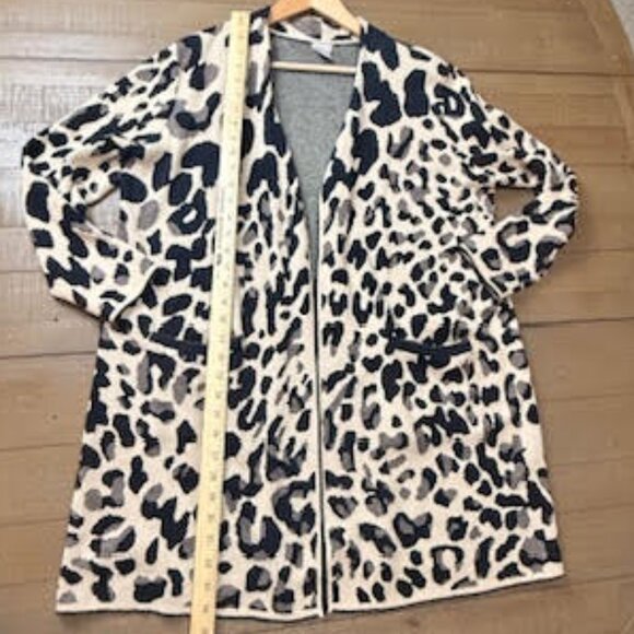Chico’s Leopard Print Open Front Cardigan Sweater Jacket Women’s Size 3 (XL/16) - Picture 11 of 14